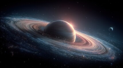 Spectacular saturn with its ring system in the vast expanse of space scene
