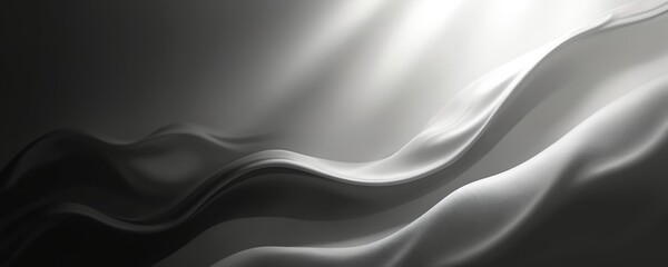 Obraz premium Monochrome abstract background with soft gradients. Dynamic light beams create high contrast. Geometric lines, stripes, grey tones, white, black. Ideal for banner design, poster, modern tech,