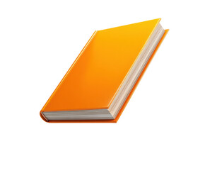 Bright orange book with blank pages for creative projects, cut out transparent