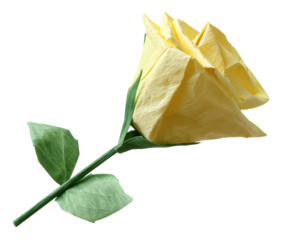Handmade yellow rose for decoration and gifting, cut out transparent