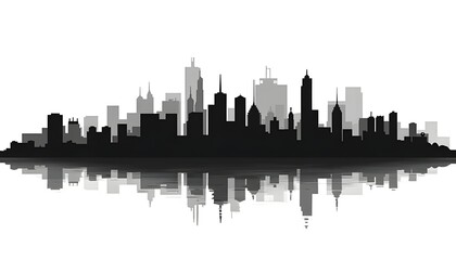 Minimalist Black and White City Skyline Silhouette