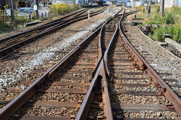 Fototapeta premium 鉄道線路の分岐ポイント