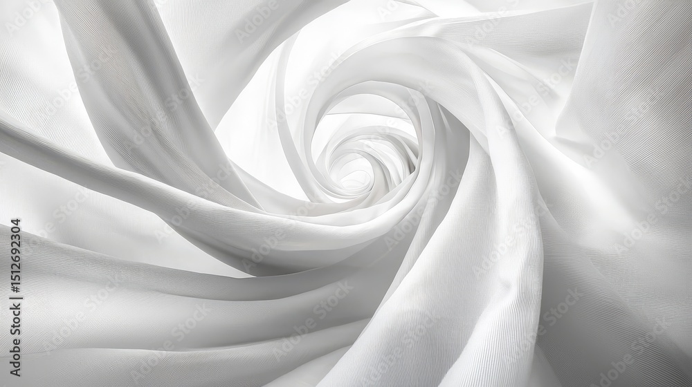 Fototapete white fabric with a spiral design. the fabric is white and has a smooth texture. the spiral design i