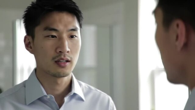 Asian Professional Speaking During Workplace Discussion Meeting