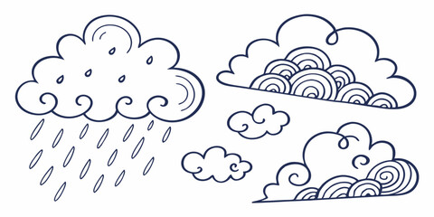 Fototapeta premium Design A Doodle Style Cloud Elements Pack In Monoc 1