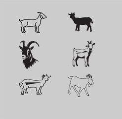 Goat Silhouette Icons – Farm & Wildlife Vector Set...Goat Icon