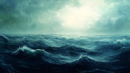 Fototapeta premium , textured background with shades of blue and green, resembling the ocean's surface.