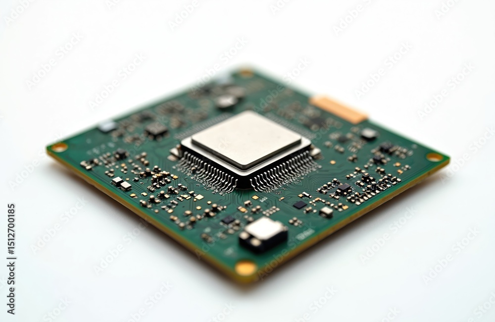 Poster isolated central processing unit cpu on white background. computer hardware microchip processor deta