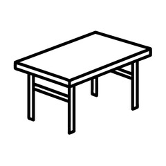 Simple line drawing of a modern rectangular table,  icon, vector  