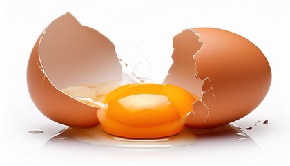 broken egg isolated on a white background