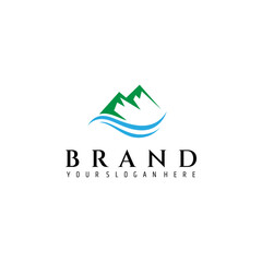 Mountain and water wave elements simple logo design