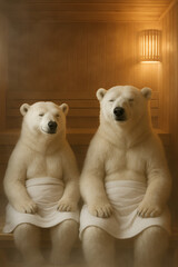 Fototapeta premium two polar bears taking sonar
