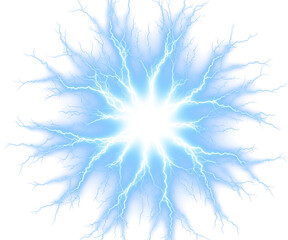 Radiating Blue Electrical Energy With Vibrant Highlights and Flash