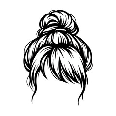 Fashionable messy bun graphic, ideal for beauty and lifestyle designs