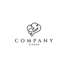 brain care logo with hand icon in abstract linear design style