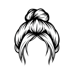 Monochromatic hair illustration featuring a trendy, relaxed updo