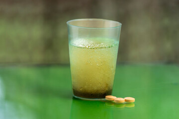 vitamin C, effervescent, supplement, vitamin, glass, lemon