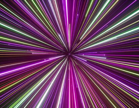 Colorful radial lines explode from center