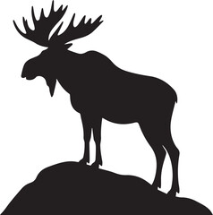 Fototapeta premium Majestic Moose Silhouette: A bold silhouette of a towering moose, showcasing its impressive antlers against a stark and minimalist backdrop, is a powerful depiction of wilderness.