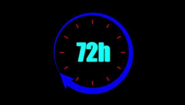 72 hours clock or time icon animation.
