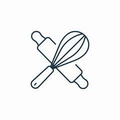 rolling pin whisk icon sign vector
