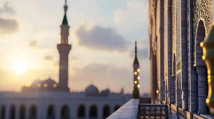 Stunning Sunset over a Majestic Mosque Architectural Wonders