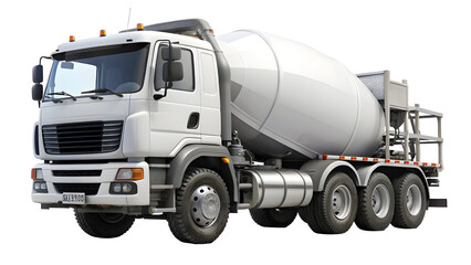 Concrete Mixer Truck in Pure White Background &ndash; 3D Render of Heavy Construction Vehicle for Building, Industry, and Infrastructure Concepts

