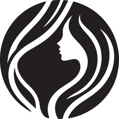 Modern Female Silhouette with Flowing Hair in Circular Frame – Vector Icon

generated elegant silhouette of a modern woman with flowing hair inside a circular frame. This minimalist black and white