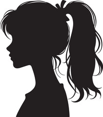 Elegant Woman Silhouette Profile in Circle Design – Black and White Vector Illustration

A minimalist and elegant black and white silhouette illustration of a woman’s side profile with flowing hair in