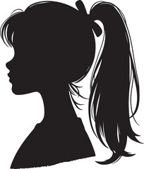 Elegant Woman Silhouette Profile in Circle Design – Black and White Vector Illustration

A minimalist and elegant black and white silhouette illustration of a woman’s side profile with flowing hair in
