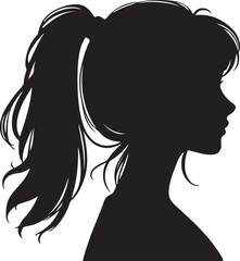 Elegant Woman Silhouette Profile in Circle Design – Black and White Vector Illustration

A minimalist and elegant black and white silhouette illustration of a woman’s side profile with flowing hair in
