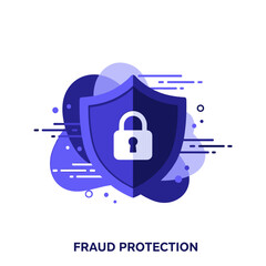 Fraud Protection Shield Icon: A modern and abstract illustration of a shield with a padlock, symbolizing security and fraud prevention.