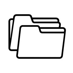 Minimalist line icon of overlapping folders representing synchronization or file sharing in a digital interface