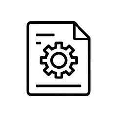 Obraz premium Minimal line icon of a file with a gear symbol representing settings or document configuration