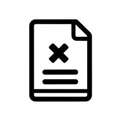 Obraz premium Minimal line art icon of a document with an X mark representing deletion or file removal
