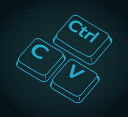 Copy paste keys ironic illustration