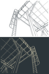 Industrial metal structure with ladder close up