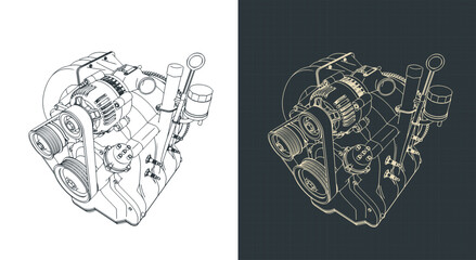 Wankel rotary engine isometric blueprints