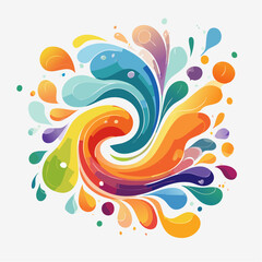 Obraz premium A lively abstract composition of liquid splashes and organic shapes in vibrant color.