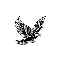 Obraz premium Black Eagle Silhouette – Minimal Vector Graphic