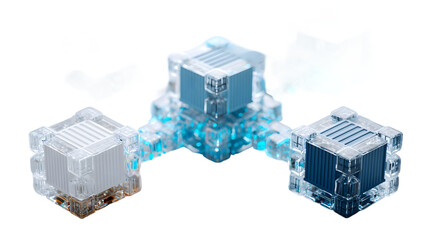 Abstract Network Connection Cubes Digital Technology Futuristic Design 3D Render