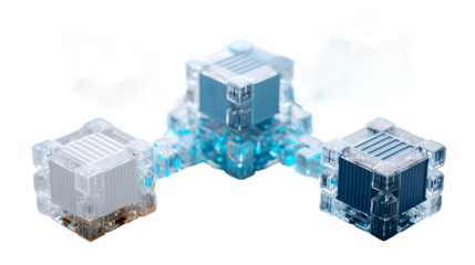 Abstract Network Connection Cubes Digital Technology Futuristic Design 3D Render