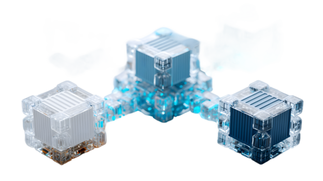 Abstract Network Connection Cubes Digital Technology Futuristic Design 3D Render