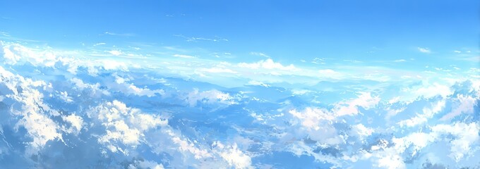 Beautiful Pastel Blue Sky With Fluffy Clouds
