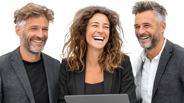 Happy diverse business team smiling together