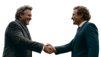 Two businessmen shaking hands agreement deal partnership