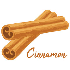 cinnamon in watercolor illustration style, isolated vector on white background