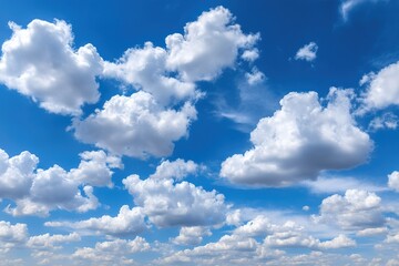 Fototapeta premium Bright Blue Sky With Fluffy Clouds