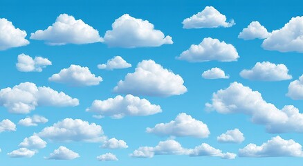 Whimsical Fluffy Clouds Against Vivid Blue Sky