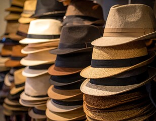 Hats stacked neatly